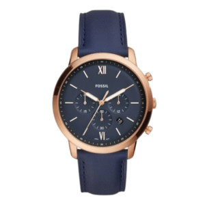 Fossil Men’s Chronograph Quartz Blue Leather Strap Blue Dial 44mm Watch FS5454