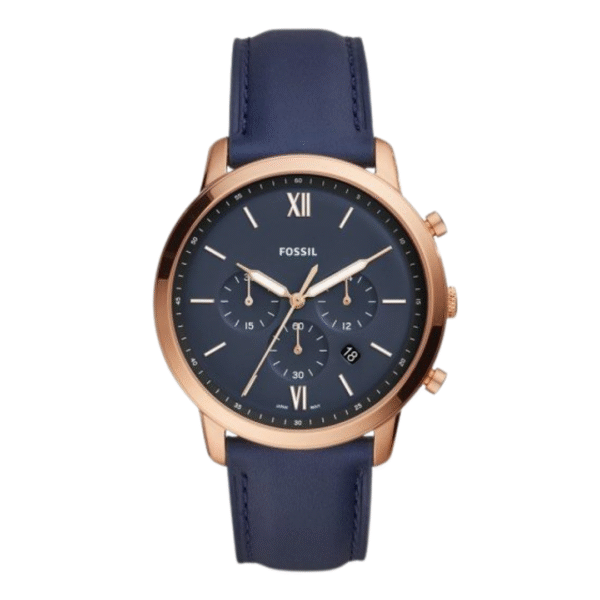 Fossil Men’s Chronograph Quartz Blue Leather Strap Blue Dial 44mm Watch FS5454