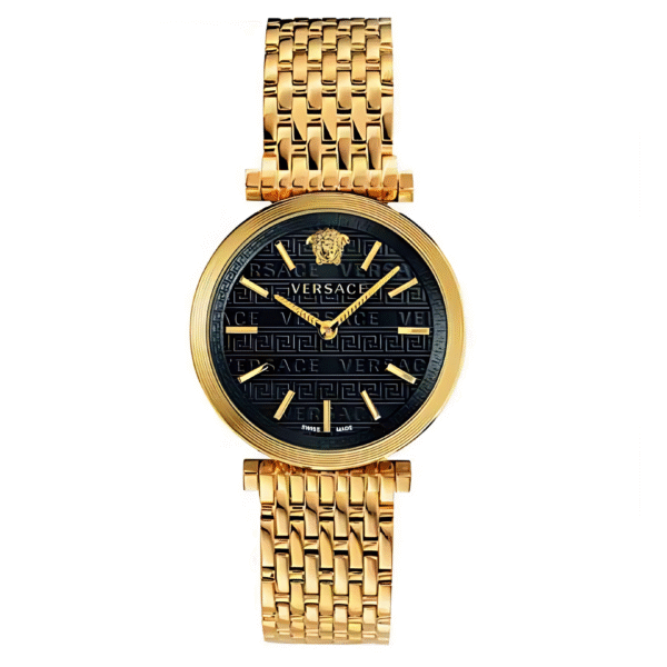 Versace Women Quartz Swiss Made Gold Stainless Steel Black Dial 36mm Watch VELS00819
