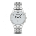 Emporio Armani Men’s Chronograph Quartz Stainless Steel Silver Dial 43mm Watch AR1879