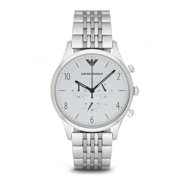 Emporio Armani Men’s Chronograph Quartz Stainless Steel Silver Dial 43mm Watch AR1879