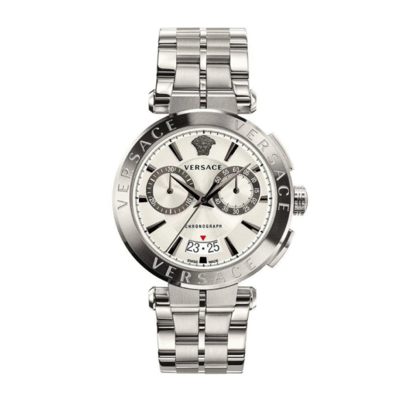 Versace Men’s Quartz Swiss Made Stainless Steel White Dial 45mm Watch VBR040017