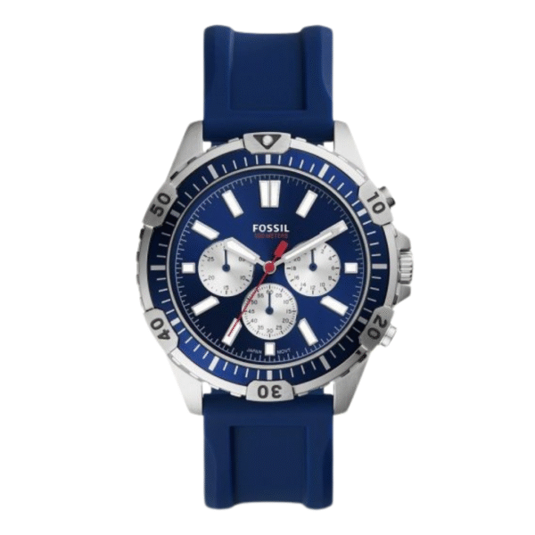 Fossil Men’s Chronograph Quartz Silicone Strap Blue Dial 44mm Watch FS5709