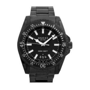 Gucci Men’s Swiss Made Quartz Stainless Steel Black Dial 45mm Watch YA136205