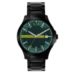 Armani Exchange Men’s Quartz Black Stainless Steel Green Dial 46mm Watch AX2450