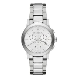 Burberry Men’s Swiss Made Quartz Silver Stainless Steel White Dial 38mm Watch BU9750