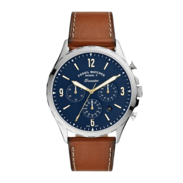 Fossil Men’s Quartz Leather Strap Blue Dial 46mm Watch FS5607