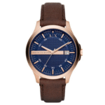 Armani Exchange Men’s Quartz Brown Leather Strap Blue Dial 46mm Watch AX2172