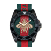 Gucci Dive Bee Two-tone Nylon Green & Red Dial Quartz Watch for Gents- GUCCI YA136216