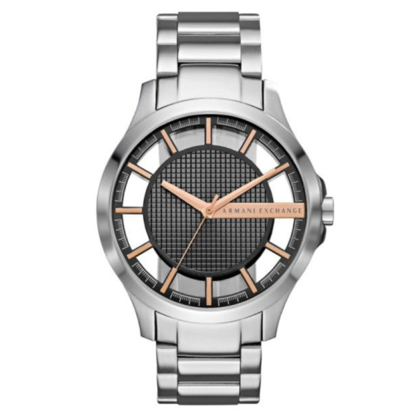 Armani Exchange Men’s Quartz Silver Stainless Steel Grey Skeleton Dial 46mm Watch AX2199