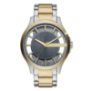 Armani Exchange Men’s Quartz Two Tone Stainless Steel Grey Skeleton Dial 46mm Watch AX2403