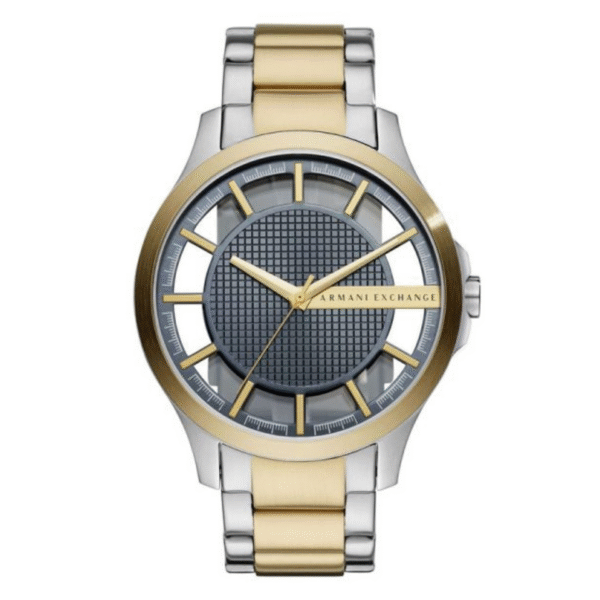 Armani Exchange Men’s Quartz Two Tone Stainless Steel Grey Skeleton Dial 46mm Watch AX2403