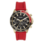 Fossil Men’s Quartz Red Silicone Strap Black Dial 45mm Watch BQ2499