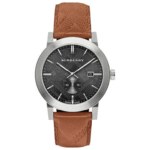 Burberry Men’s Swiss Made Leather Strap Black Dial 42mm Watch BU9905