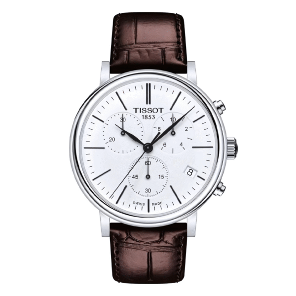 TISSOT Men’s Quartz Swiss Made Brown Leather Strap White Dial 40mm Watch T122.417.16.011.00