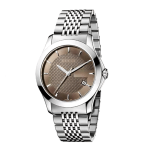 Gucci Men’s Analog Quartz Stainless Steel Brown Dial 38mm Watch YA126406