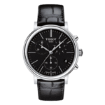 TISSOT Men’s Quartz Swiss Made Black Leather Strap Black Dial 41mm Watch T122.417.16.051.00
