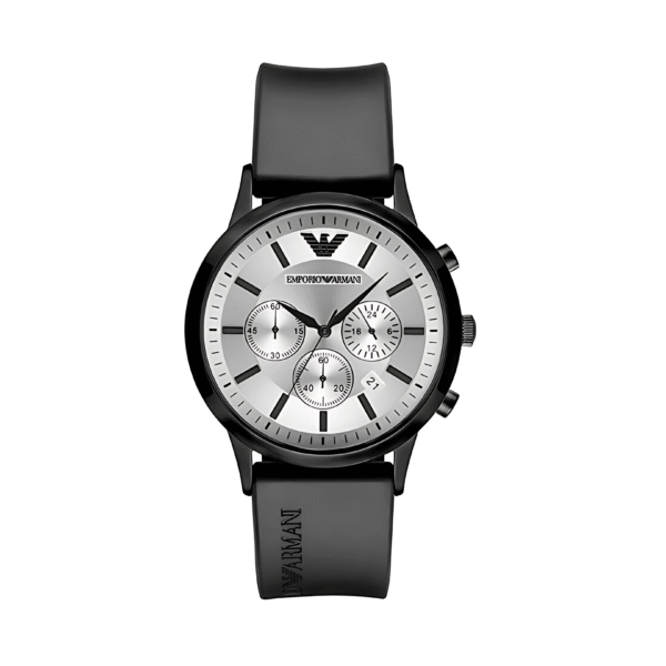 Emporio Armani Men’s Analogue Quartz Silicone Strap Silver Dial 43mm Watch AR11048