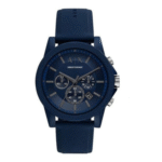 Armani Exchange Men’s Quartz Navy Blue Silicone Strap Navy Blue Dial 44mm Watch AX7128