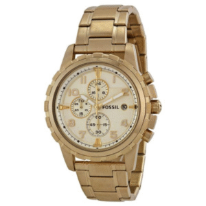 " Fossil Men’s Chronograph Quartz Gold Stainless Steel Champagne Dial 45mm Watch FS4867"