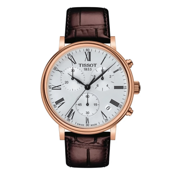 TISSOT Men’s Quartz Swiss Made Brown Leather Strap Silver Dial 41mm Watch T122.417.36.033.00