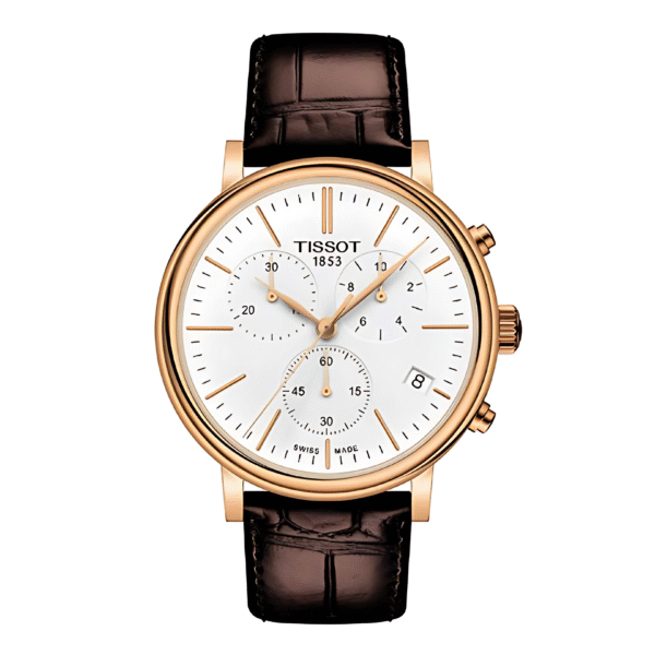 TISSOT Men’s Quartz Swiss Made Brown Leather Strap White Dial 41mm Watch T122.417.36.011.00