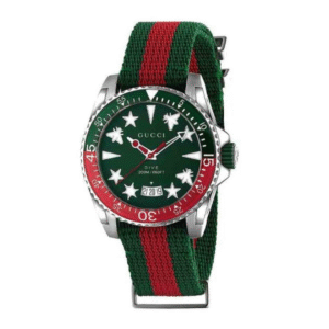 Gucci Men’s Swiss Made Quartz Nylon Strap Green Dial 45mm Watch YA136339