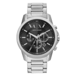Armani Exchange Men’s Quartz Silver Stainless Steel Black Dial 44mm Watch AX1720