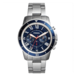 Fossil Men’s Chronograph Quartz Silver Stainless Steel Blue Dial 44mm Watch FS5238