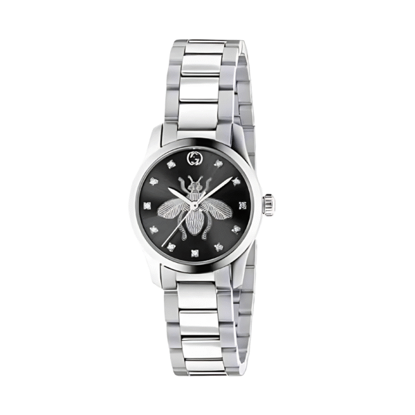 Gucci Women’s Swiss Made Quartz Stainless Steel Black Dial 27mm Watch YA1265024