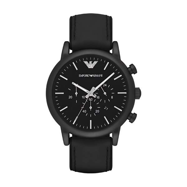 Emporio Armani Men’s Chronograph Quartz Leather Strap Black Dial 46mm Watch AR1970