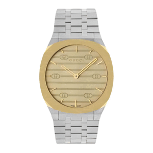 Gucci Men’s Swiss Made Quartz Silver Stainless Steel Champagne Dial 38mm Watch YA163405