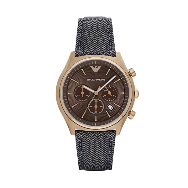 Emporio Armani Men’s Chronograph Quartz Leather Strap Brown Dial 43mm Watch AR1976