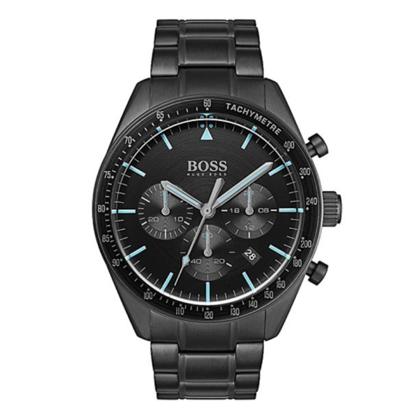 " Hugo Boss Men’s Chronograph Quartz Stainless Steel Black Dial 44mm Watch 1513675"