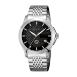 Gucci Men’s Swiss Made Quartz Silver Stainless Steel Black Dial 38mm Watch YA1264106