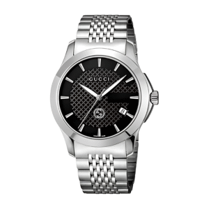 Gucci Men’s Swiss Made Quartz Silver Stainless Steel Black Dial 38mm Watch YA1264106