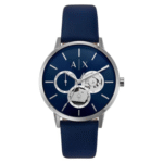 Armani Exchange Men’s Quartz Blue Leather Strap Blue Dial 42mm Watch AX2746