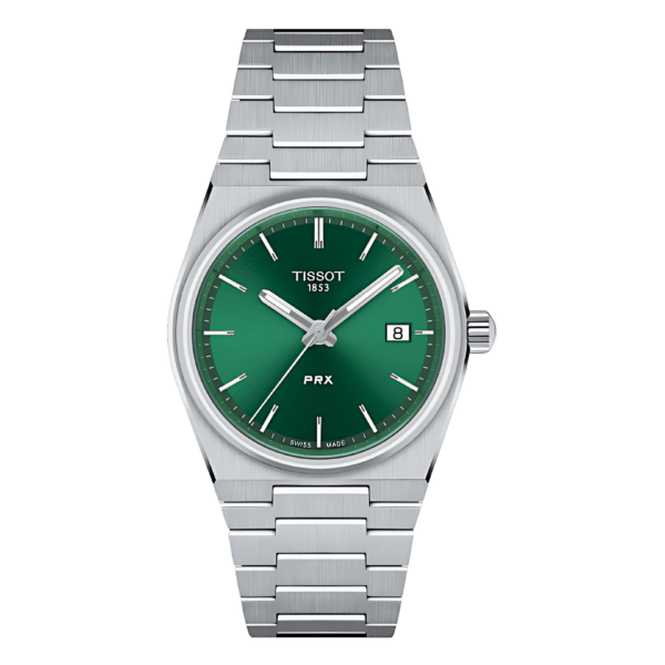 TISSOT PRX Unisex Quartz Swiss Made Silver Stainless Steel Green Dial 35mm Watch T137.210.11.081.00