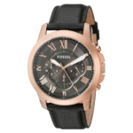 Fossil Men’s Quartz Black Leather Strap Grey Dial 44mm Watch FS5085