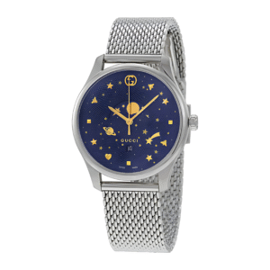 Gucci Men’s Swiss Made Quartz Silver Stainless Steel Blue Dial 40mm Watch YA126328