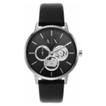 Armani Exchange Men’s Quartz Black Leather Strap Black Dial 42mm Watch AX2745