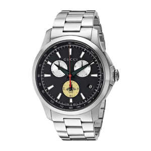 Gucci Men’s Swiss Made Quartz Silver Stainless Steel Black Dial 44mm Watch YA126267