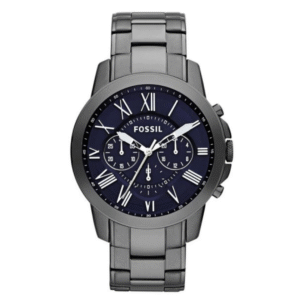 Fossil Men’s Chronograph Grey Stainless Steel Blue Dial 44mm Watch FS4831