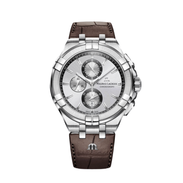 Maurice Lacroix Men’s Quartz Swiss Made Brown Leather Strap Case 44mm Watch