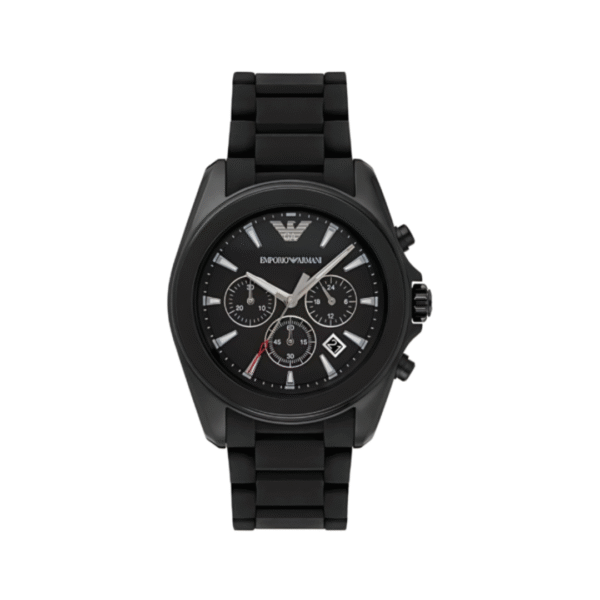 Emporio Armani Men’s Analogue Quartz Black Silicone & Stainless Steel Black Dial 44mm Watch AR6092
