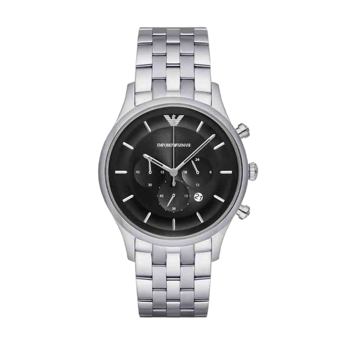 Emporio Armani Men’s Chronograph Black Case 43mm Watch Stainless Steel AR11017