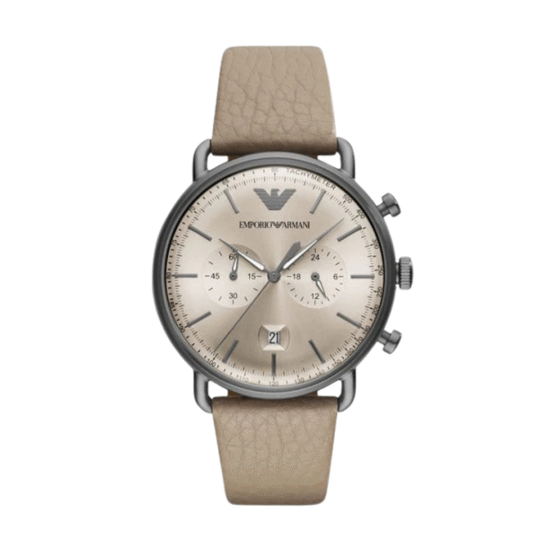 Emporio Armani Men’s Chronograph Quartz Leather Strap Grey Case 43mm Watch AR11107