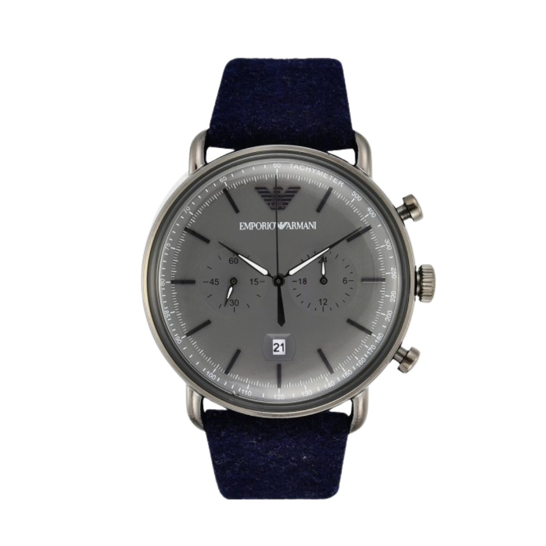 Emporio Armani Men’s Quartz Fabric Strap Grey Dial 40mm Watch AR11144