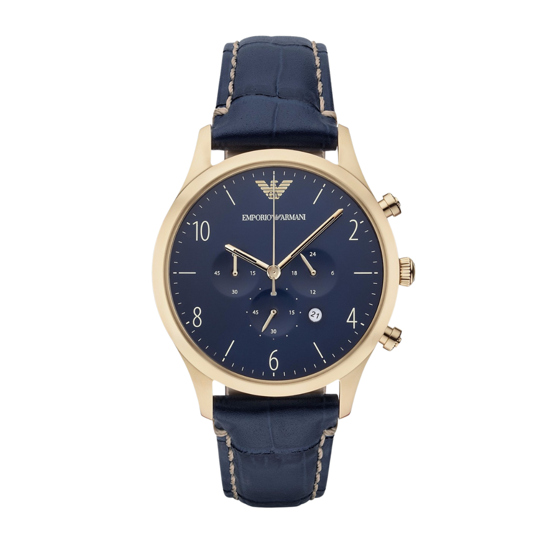 Emporio Armani Men’s Quartz Leather Strap Blue Case 43mm Watch AR1862