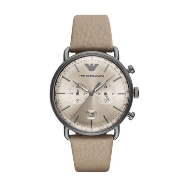 Emporio Armani Men’s Chronograph Quartz Leather Strap Grey Case 43mm Watch AR11107